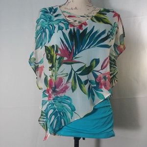 Apt 9 Cape Style Floral Top W/Tags